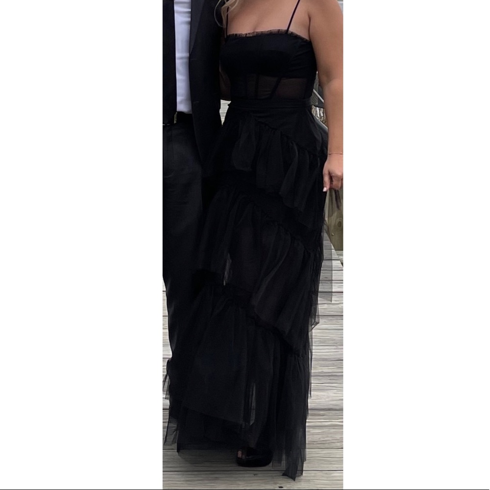 BCBGMAXAZRIA corset tulle gown